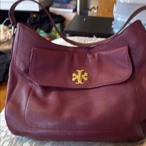 Tory Burch Burgundy Leather Shoulder Bag